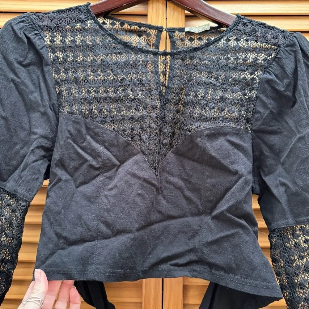Free People Black Lace Blouse size medium